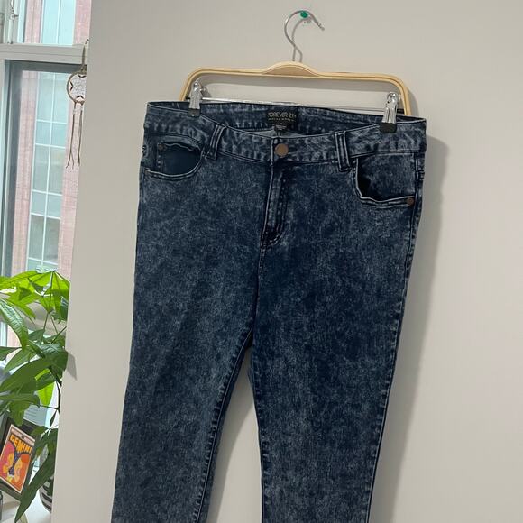Forever 21 Dark Blue Acid Wash Style Skinny Jeans Size 14 - Picture 2 of 5